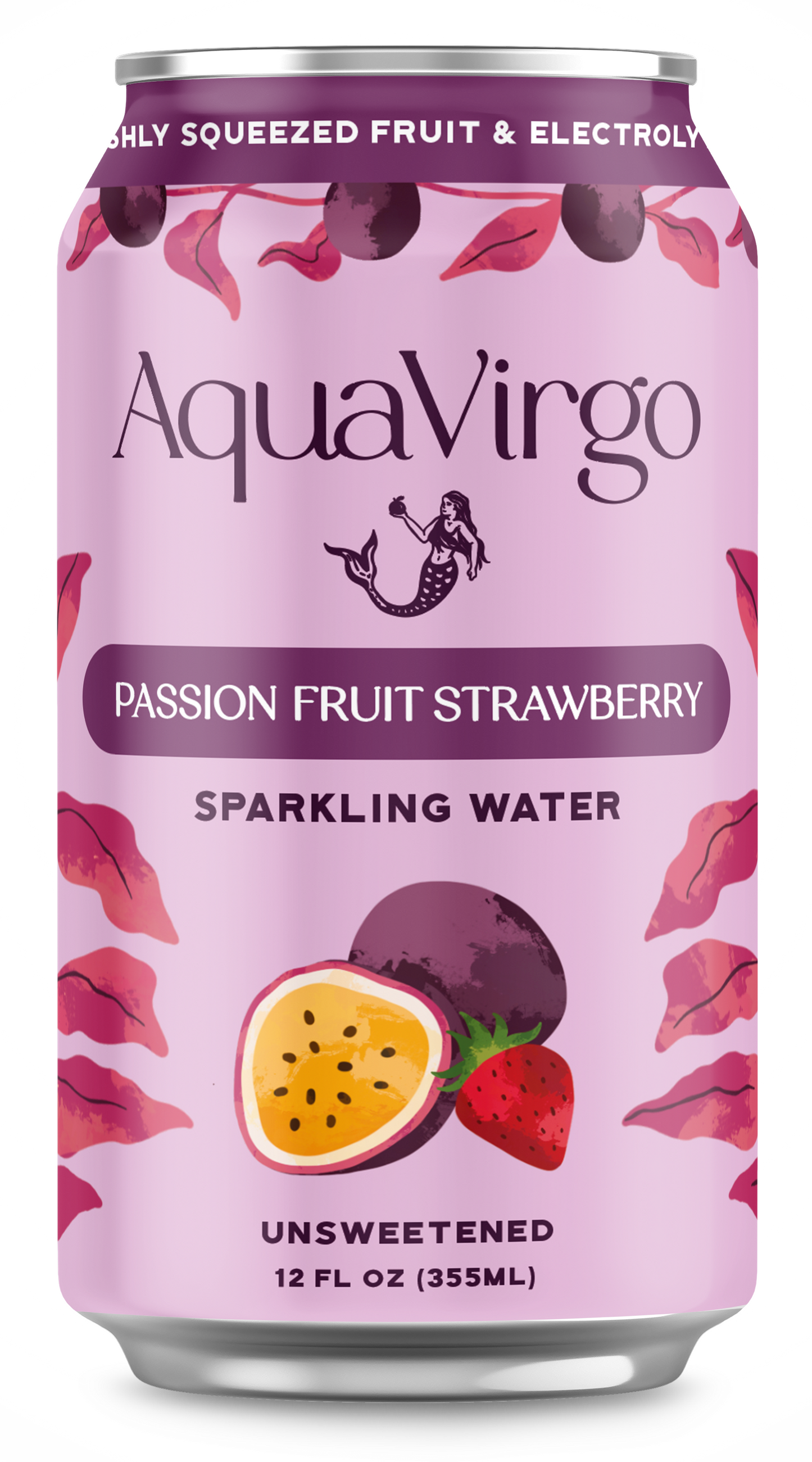 AquaVirgo Passion Fruit Strawberry Sparkling Water Can