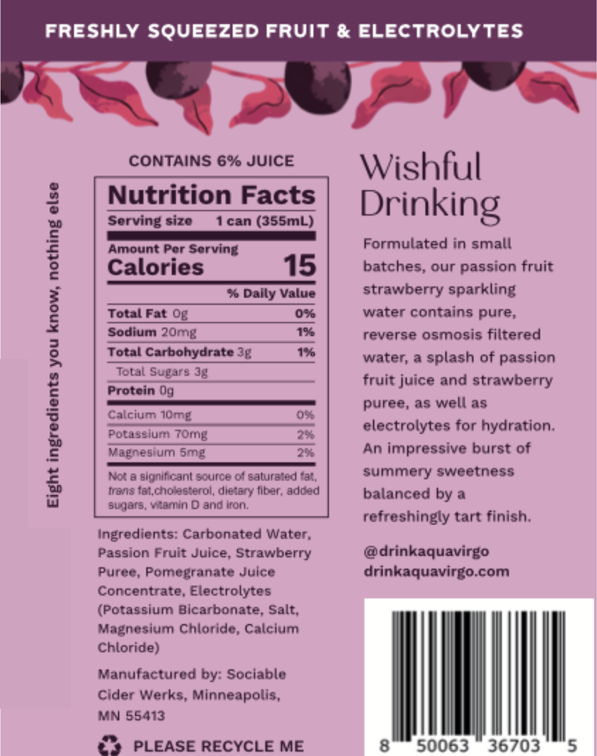 Passion Fruit Strawberry Sparkling Water